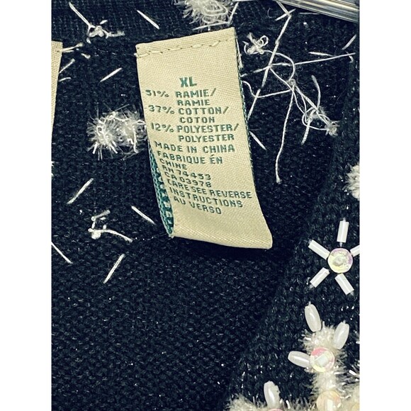 Design Options Sweater Philip Jane Gordon Cardigan Black w Winter Scene XL - Picture 13 of 14